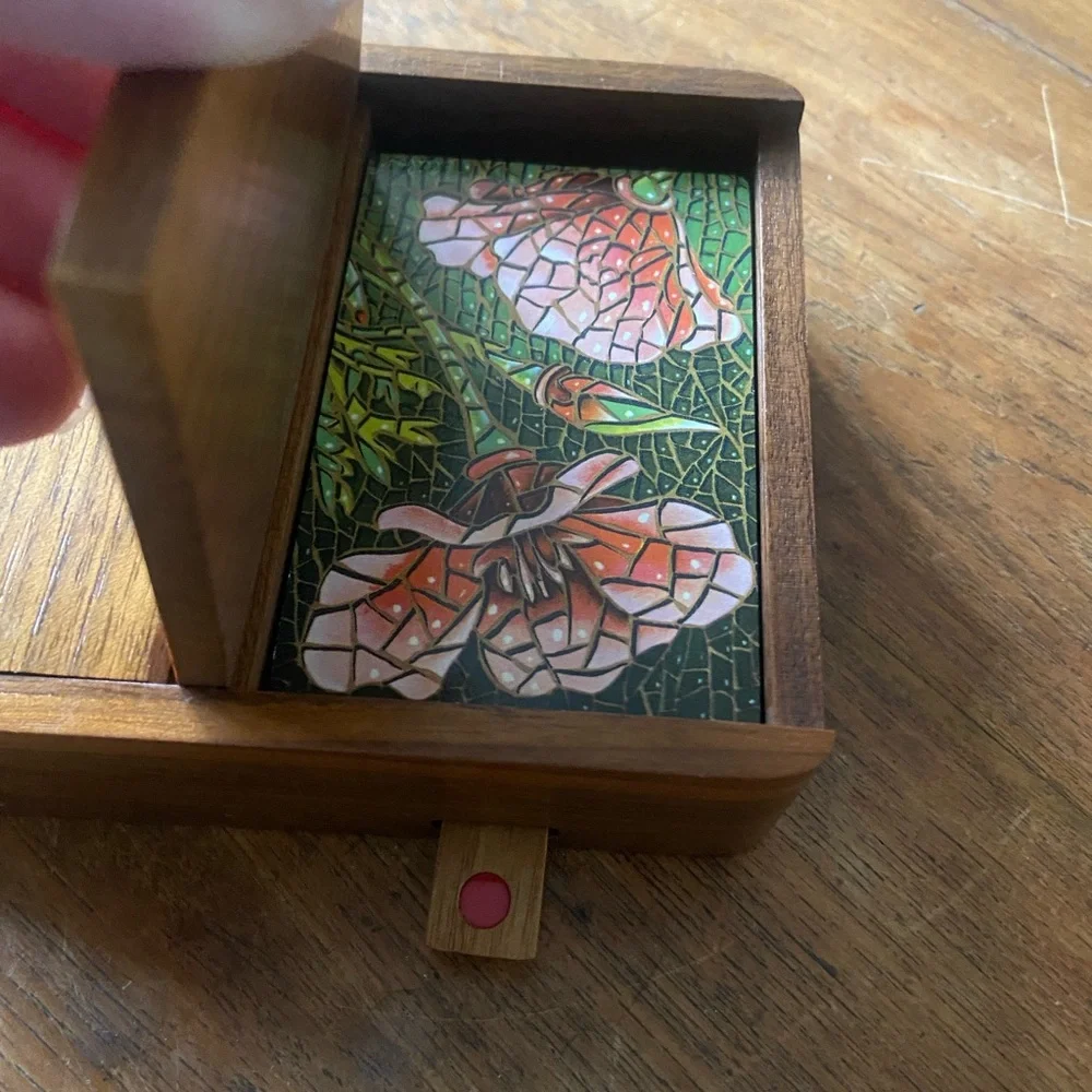 Vintage Godfrey Playing Cards Wood Holder Box with Playing Cards - Picture 3 of 6